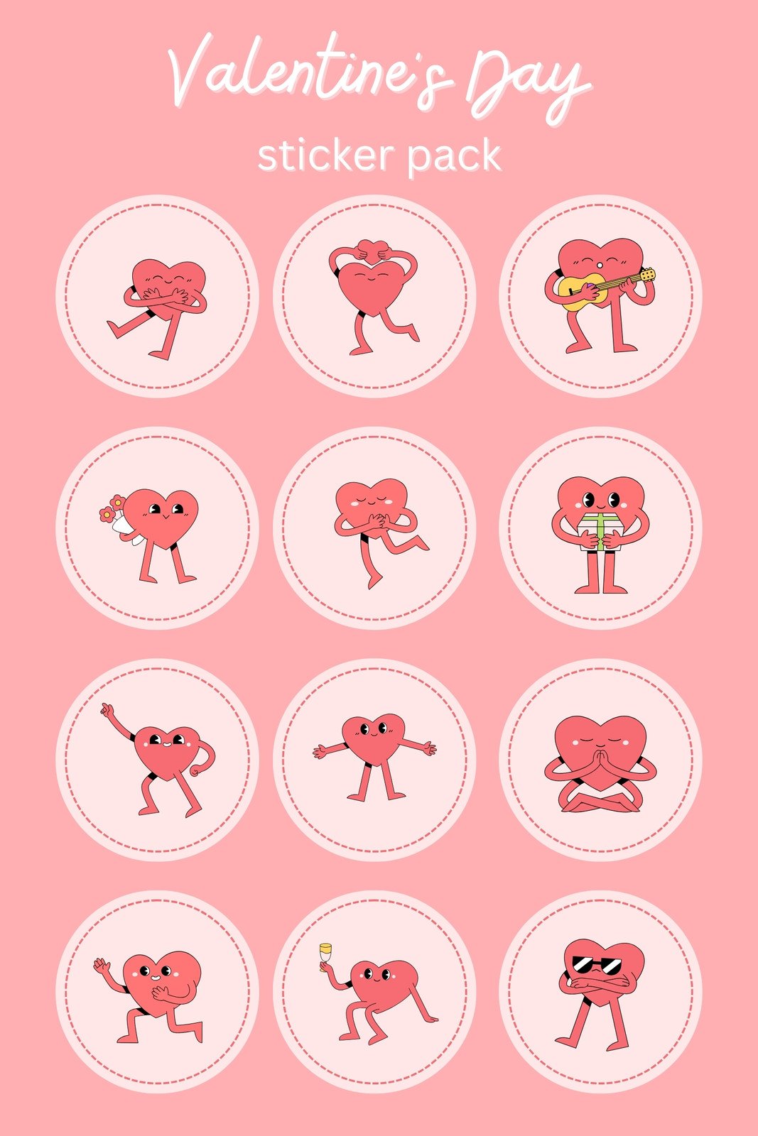 Printable Cute Love Heart Sticker Set Graphic by Pod Design · Creative  Fabrica