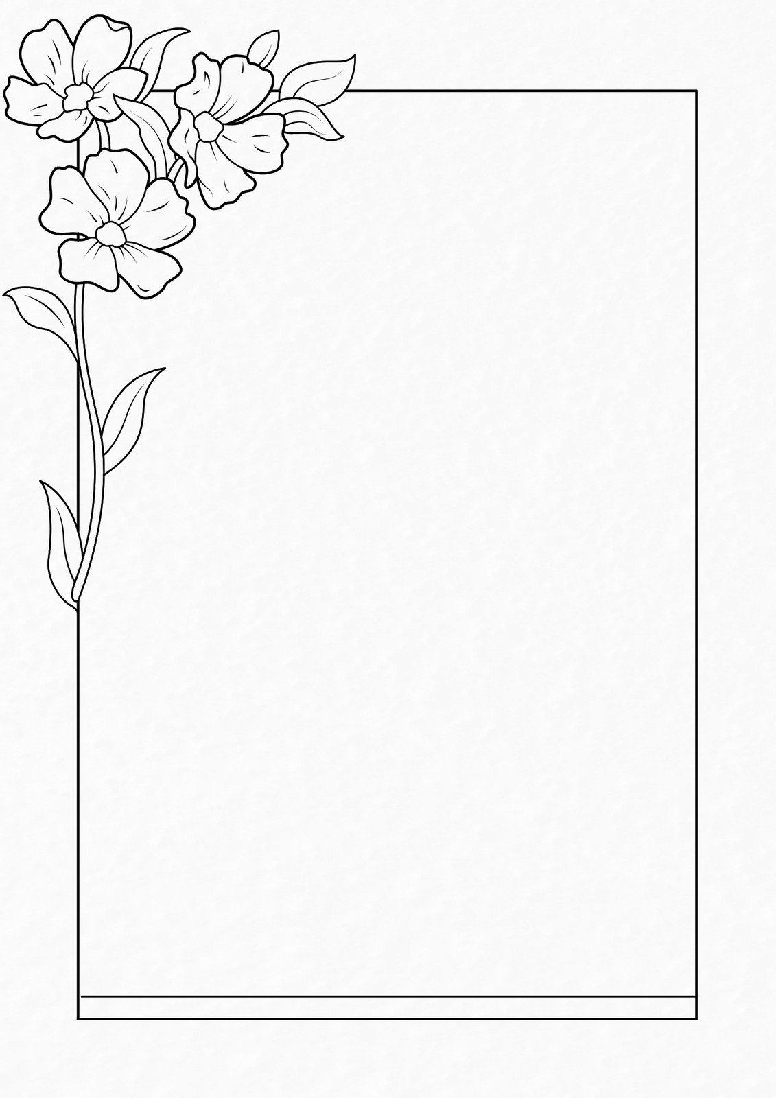 Floral border with flowers and leaves in line Vector Image