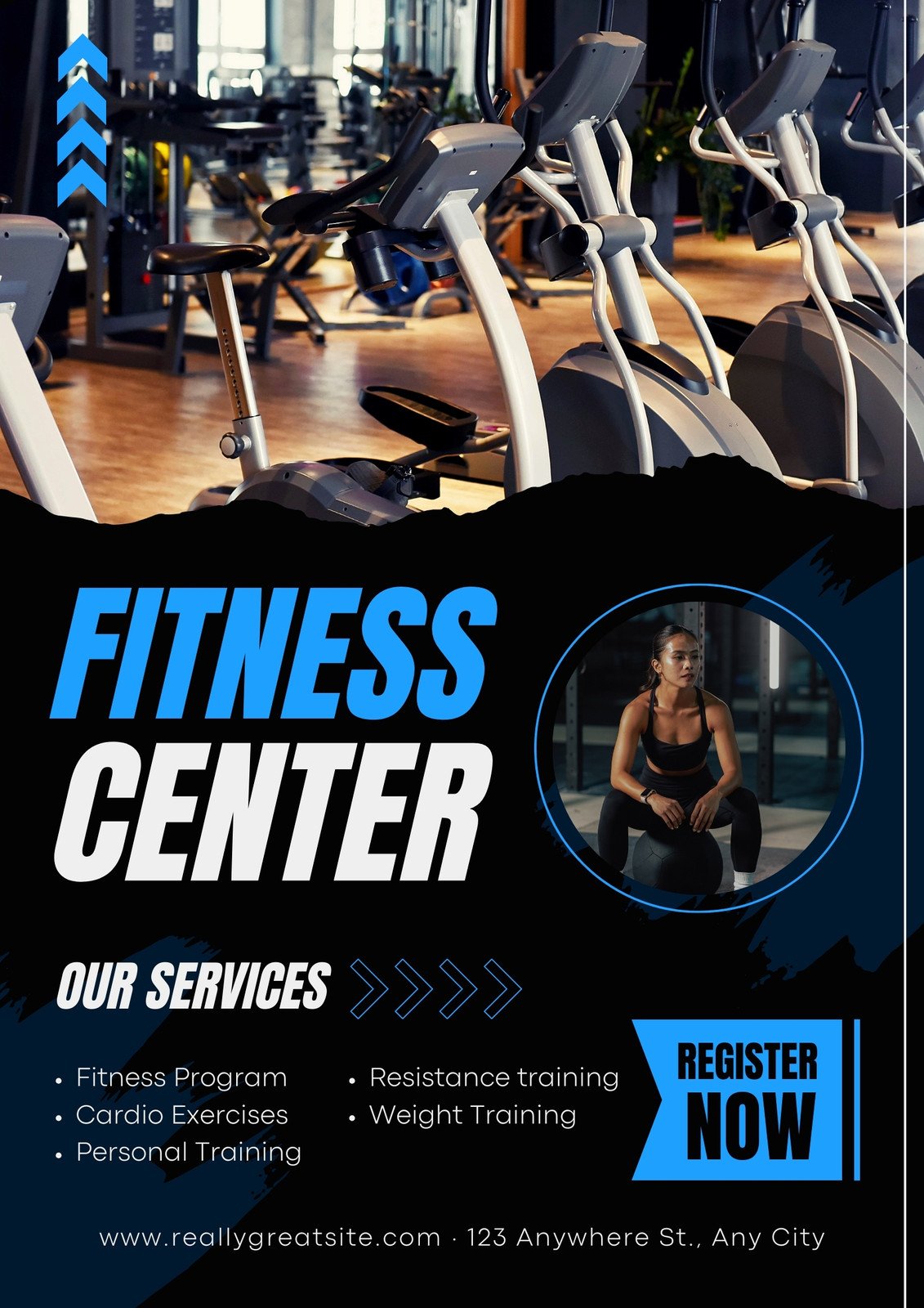Black and Blue Fitness Center Flyer