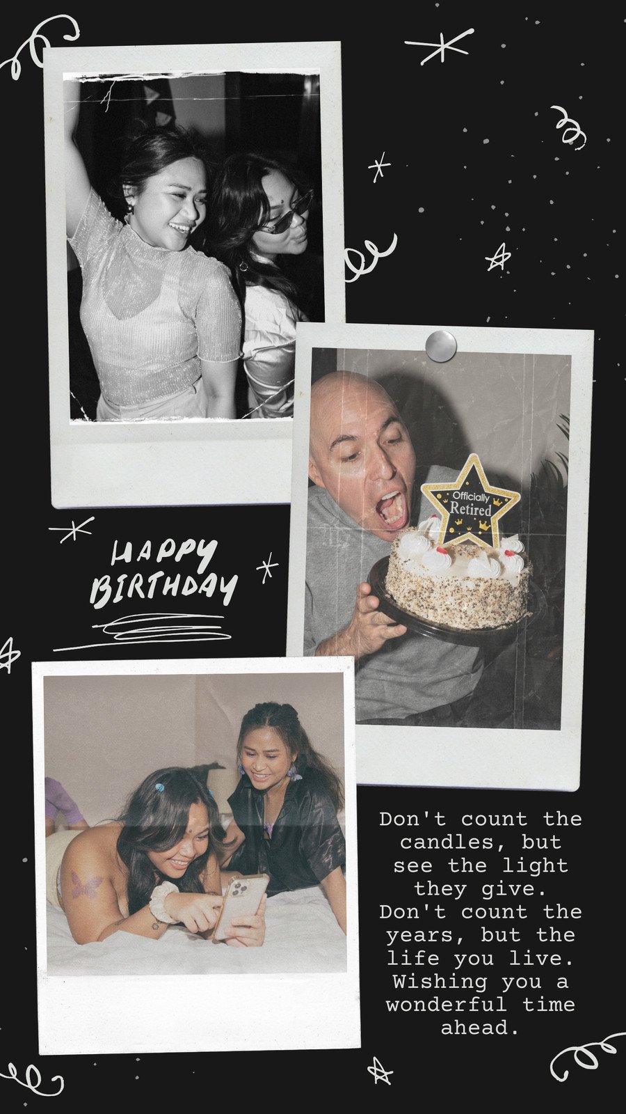 Happy Birthday Festive Polaroid Photo Collage Greetings Instagram Story