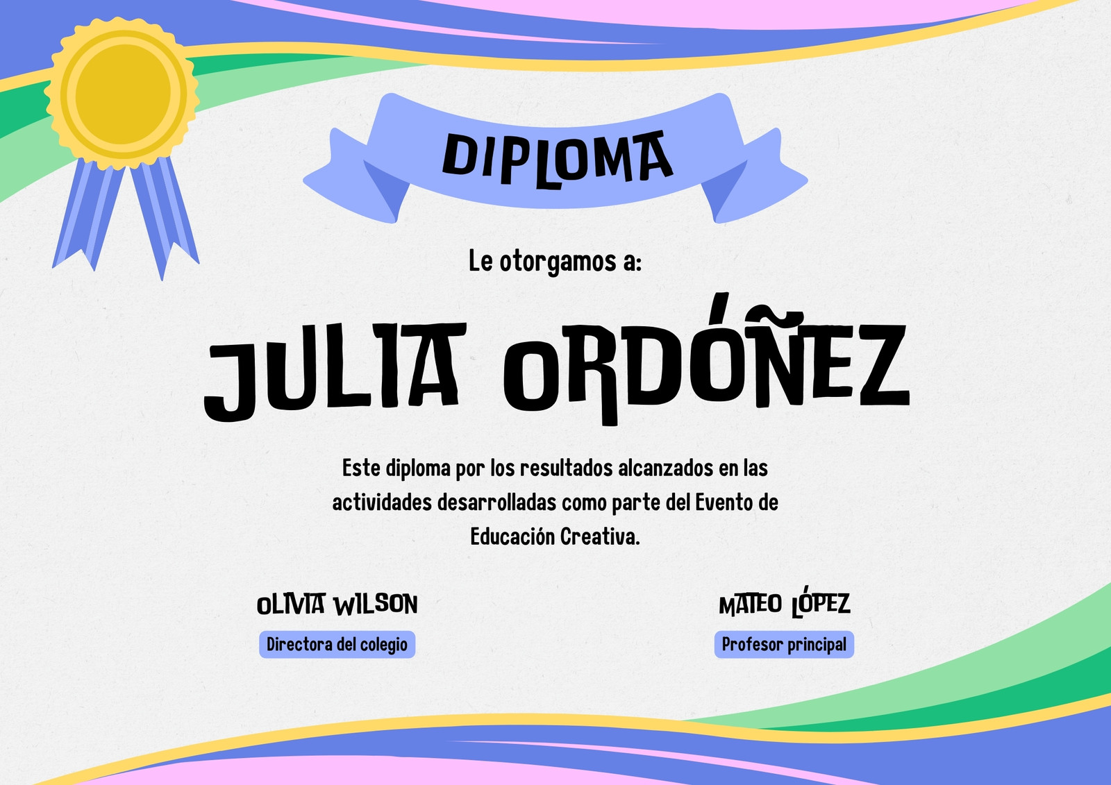 Certificado Diploma Niños Creatividad Infantil Sencillo Multicolor