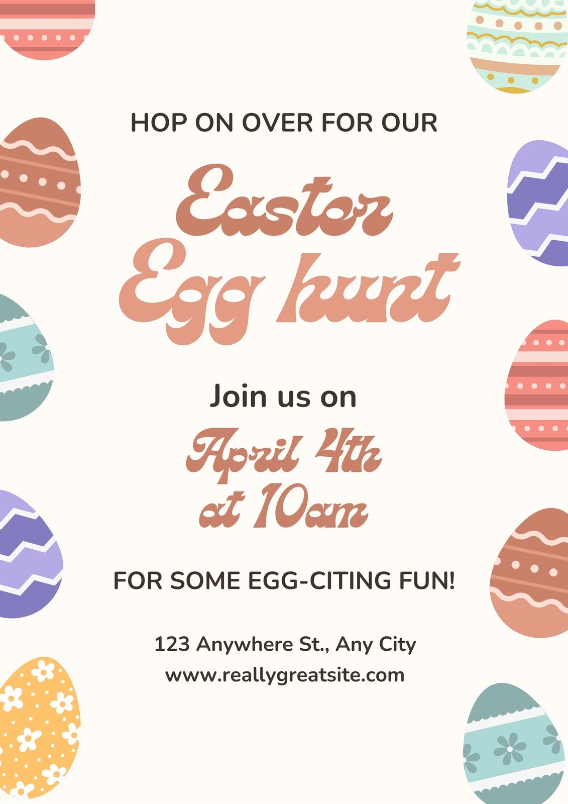 Beige Colorful Easter Egg Hunt Poster