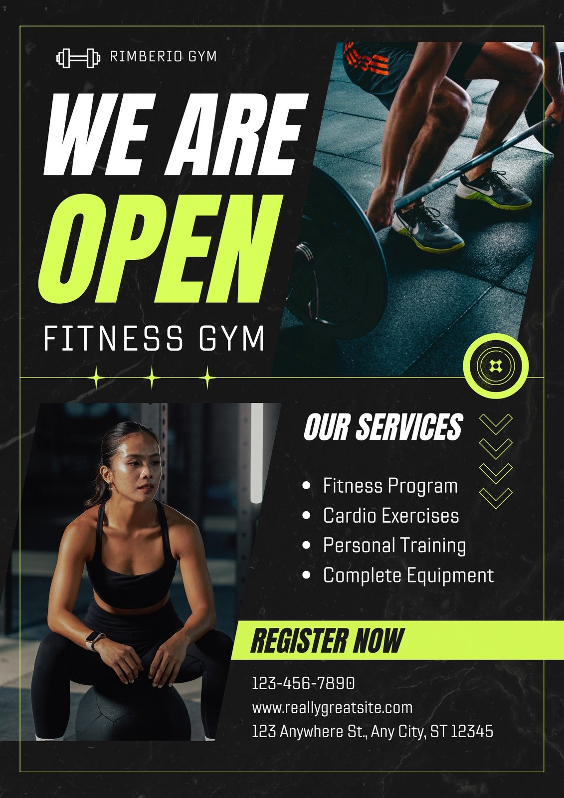 Black and White Fitness Gym Flyer