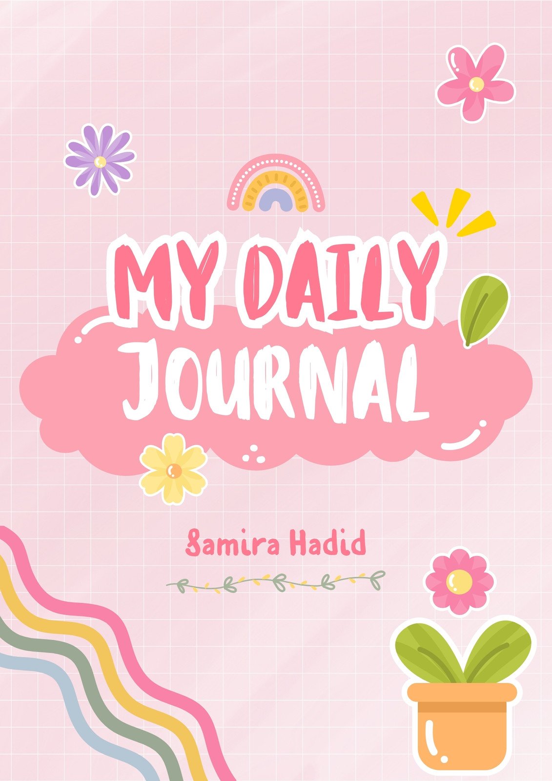 Pink and Green Cute Colorful Journal Cover A4 Document