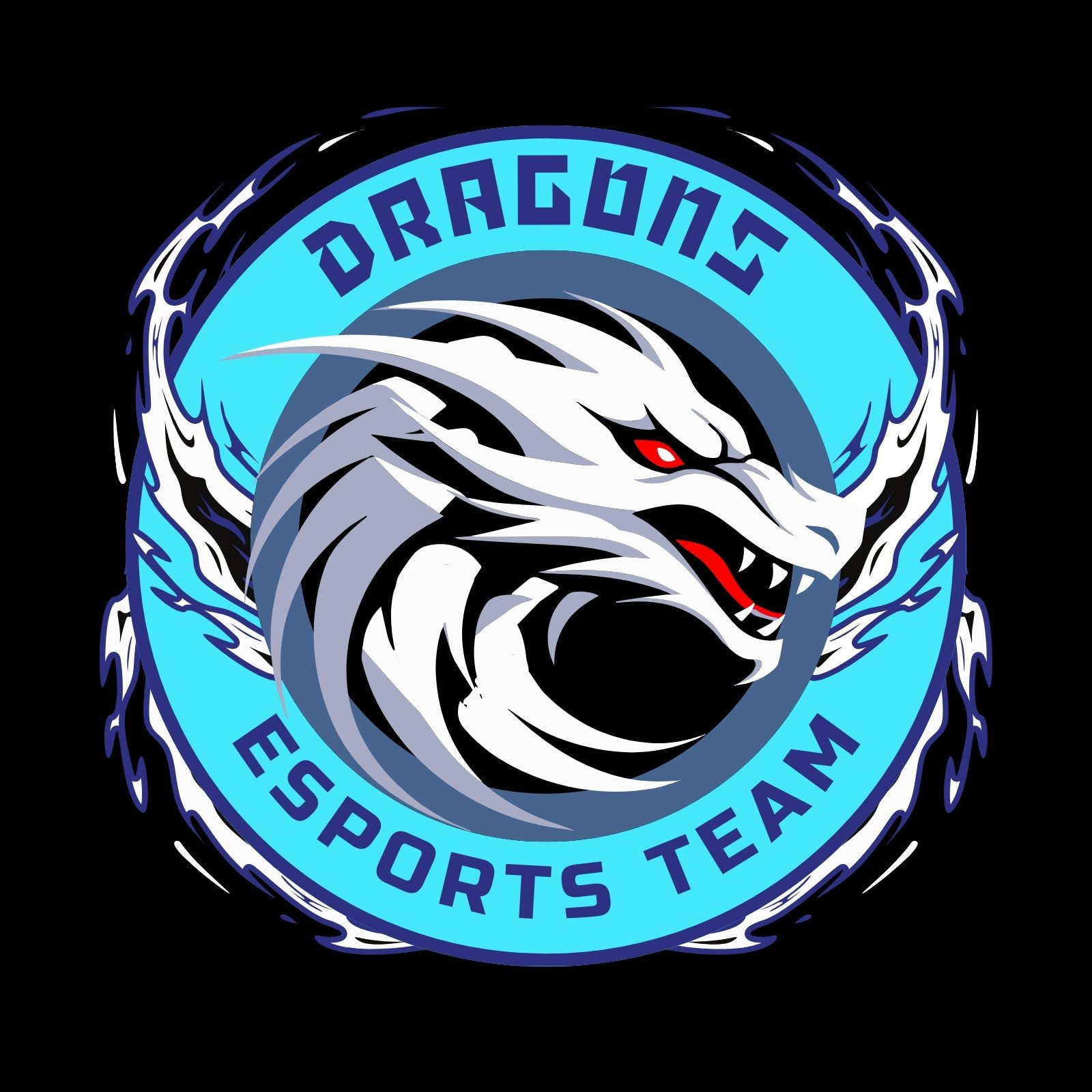 Black and Blue Simple Creative Illustrative Dragons E-Sport Logo