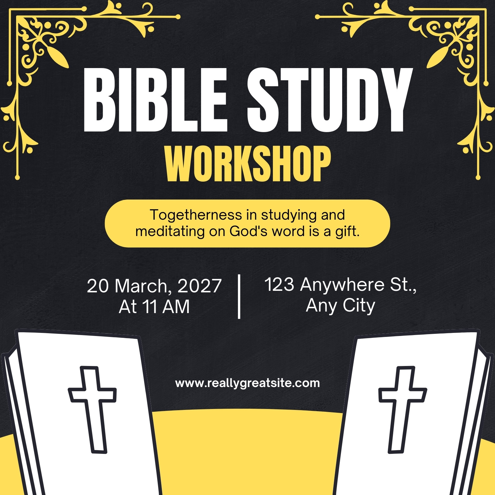 Brown dan Yellow Minimalist Bible Study Instagram Post