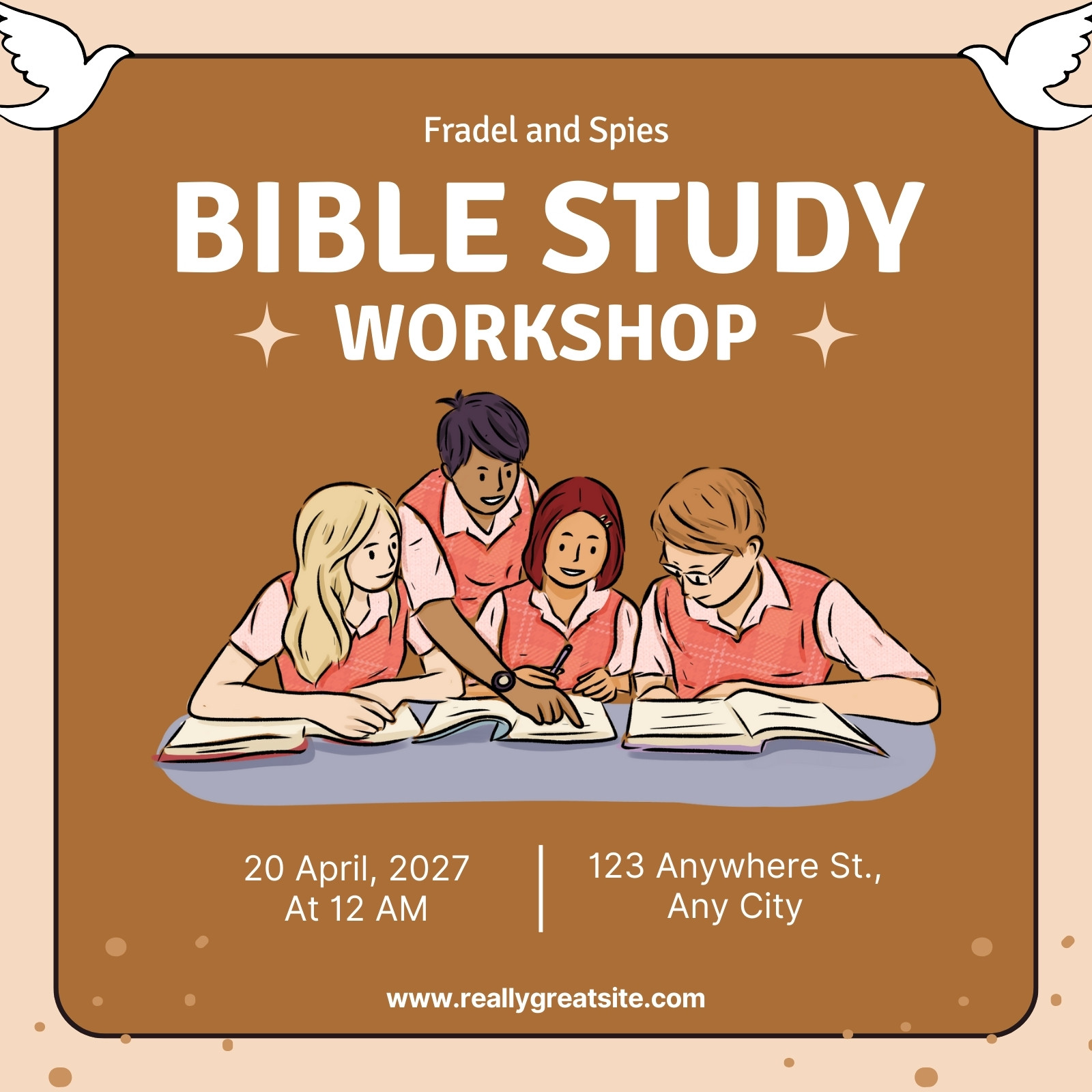 Brown Illustrative Bible Study Workshop Facebook Post