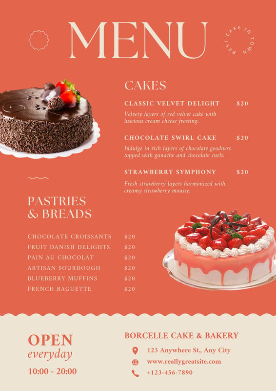 Menu card template drinks and cakes fresh Vector Image