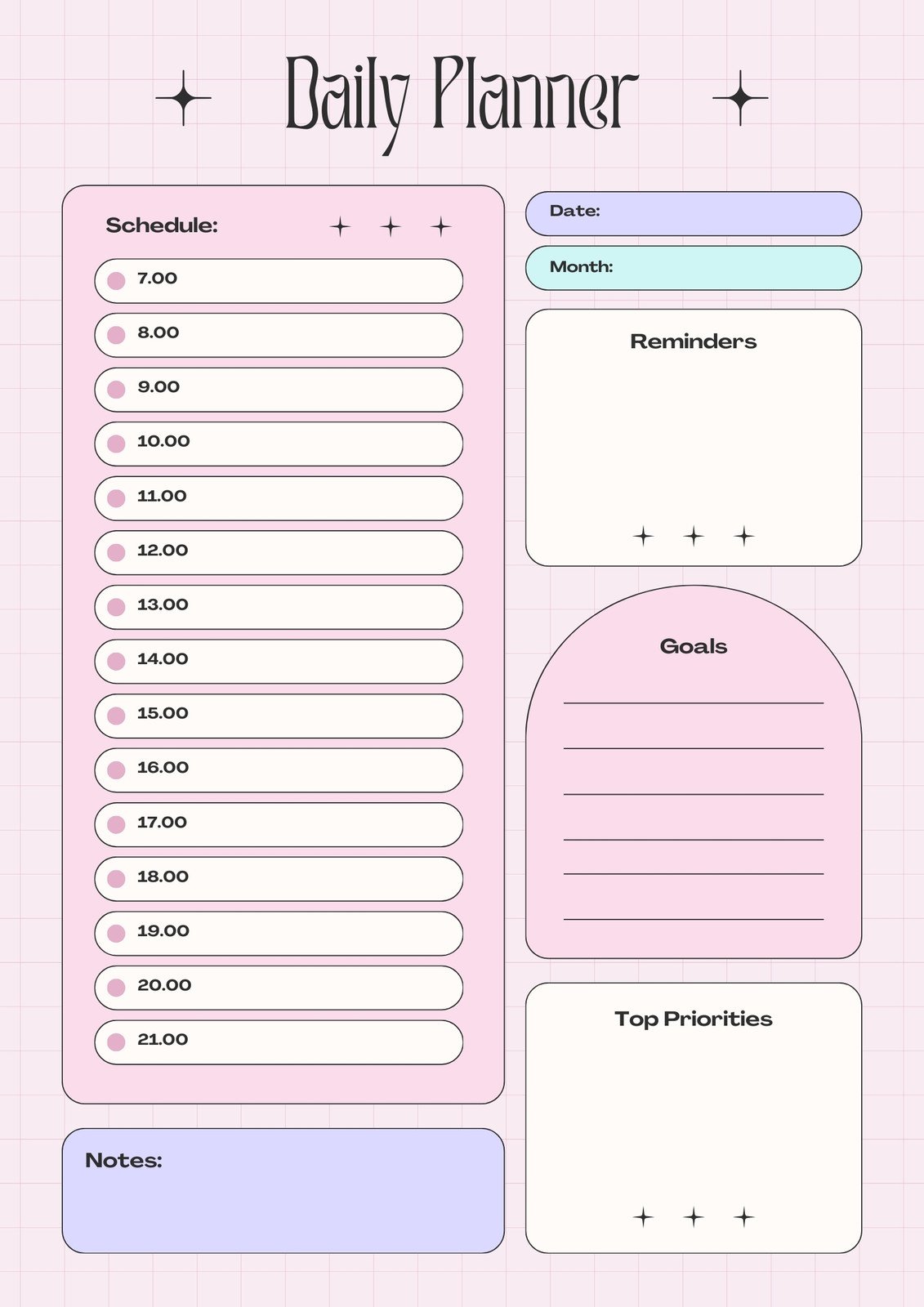 Pastel Minimalist Daily Planner Document A4 
