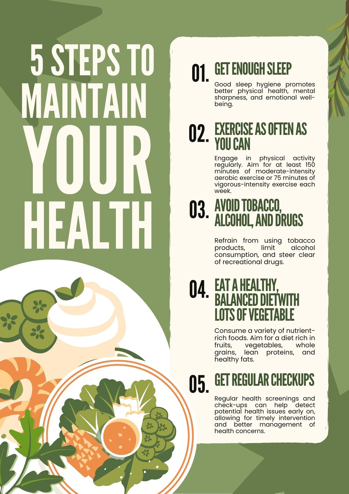 Green Illustrative Healthy Tips Poster