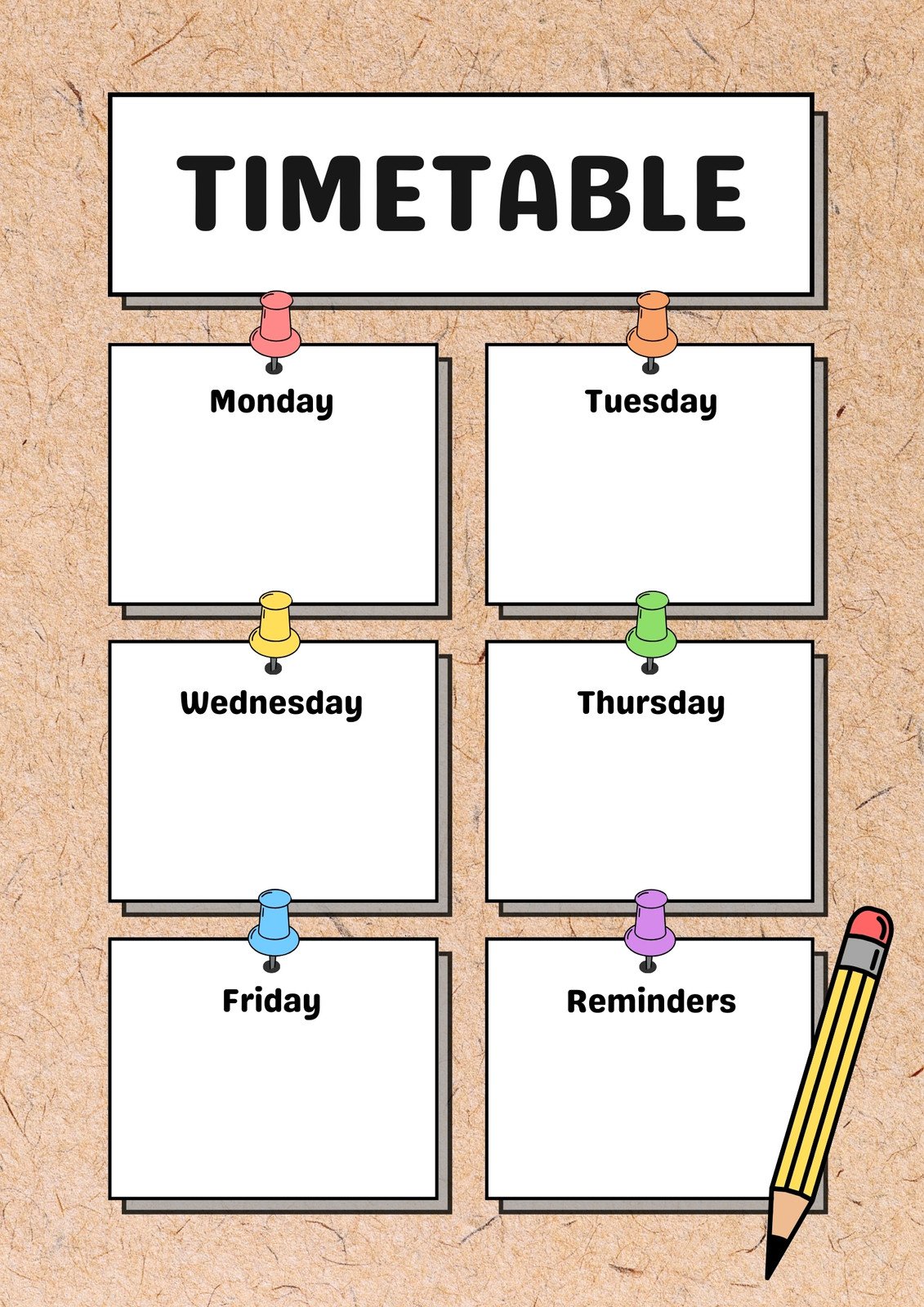 Weekly Timetable Class Schedule in Colorful Retro Style 