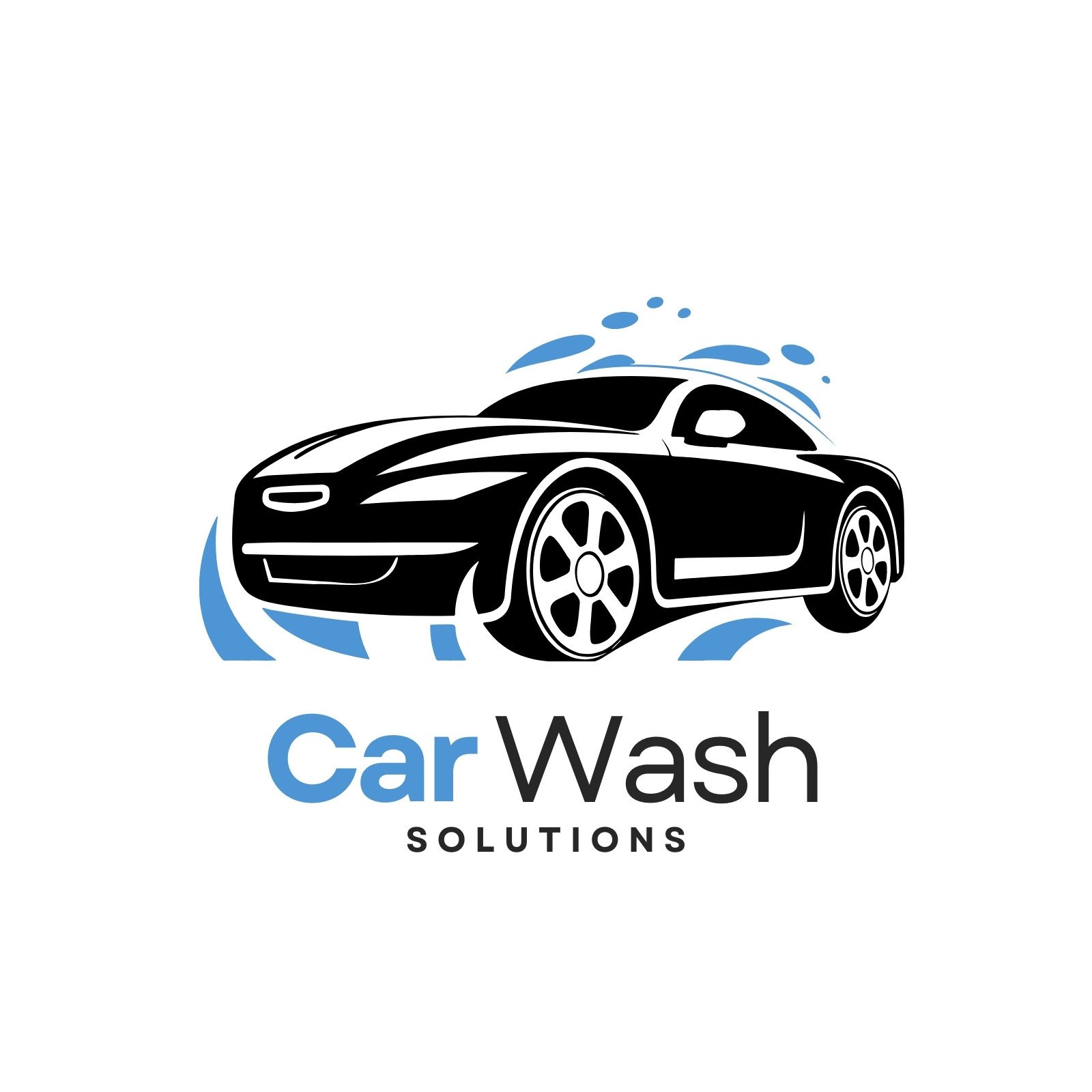 Black and Blue Flat Illustrative Car Wash Logo
