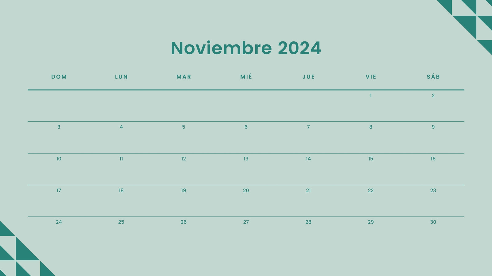 Calendario Mensual en Verde estilo Divertido