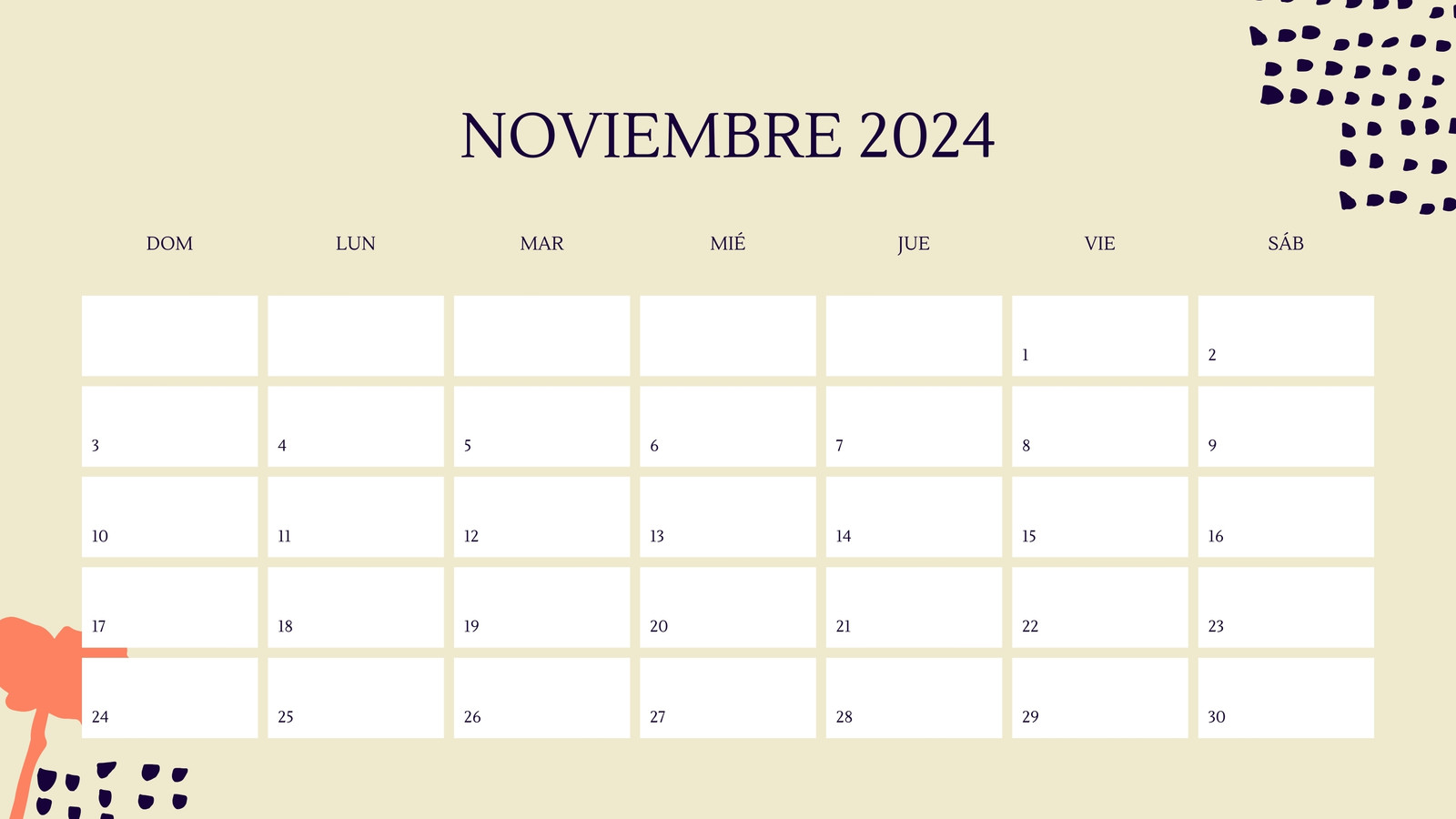 Calendario Mensual en Beige estilo Orgánico