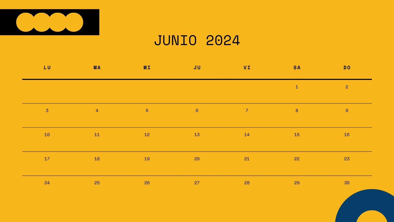 Calendario de pared amigos ilustración llamativo geométrico amarillo azul y rojo