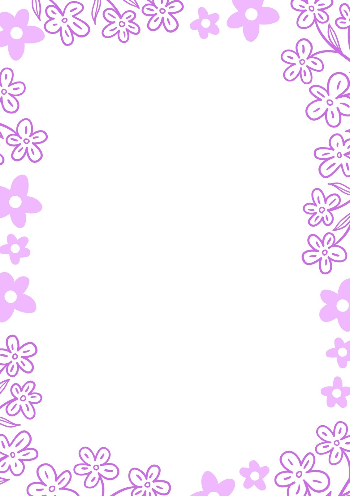 Borde de pagina monocromatico floral lila