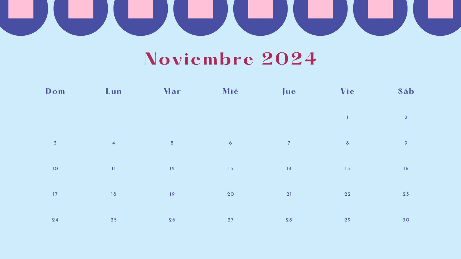 Calendario Mensual en Azul estilo Figuras coloridas