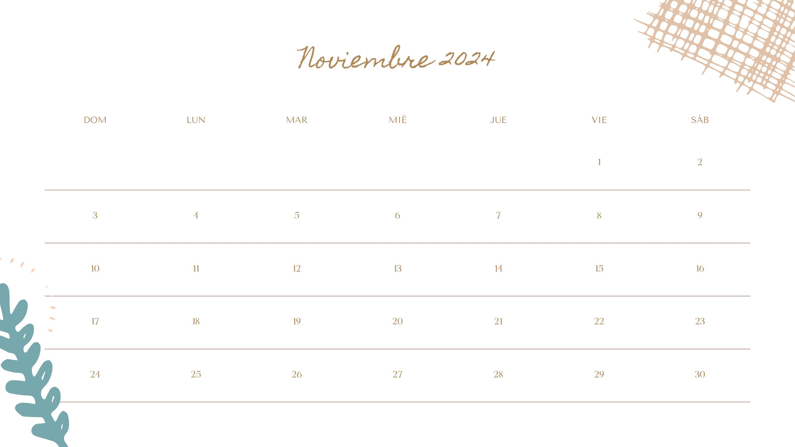 Calendario Mensual en Blanco estilo Scrapbook Divertido