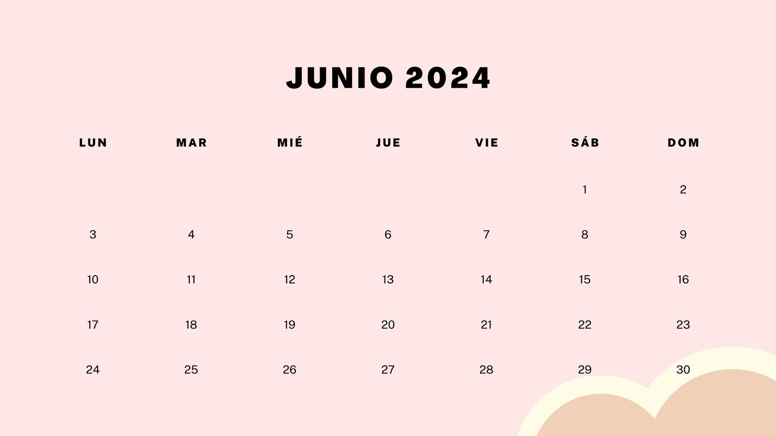 Calendario de Pared Rosa con Ilustraciones Infantiles Junio 2024