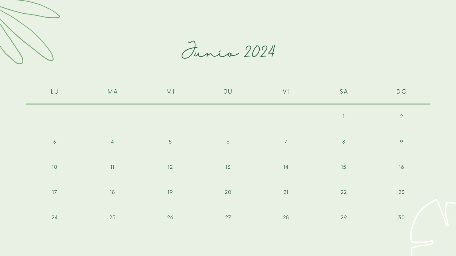 Calendario de pared amigos orgánico hecho a mano verde pastel y verde
