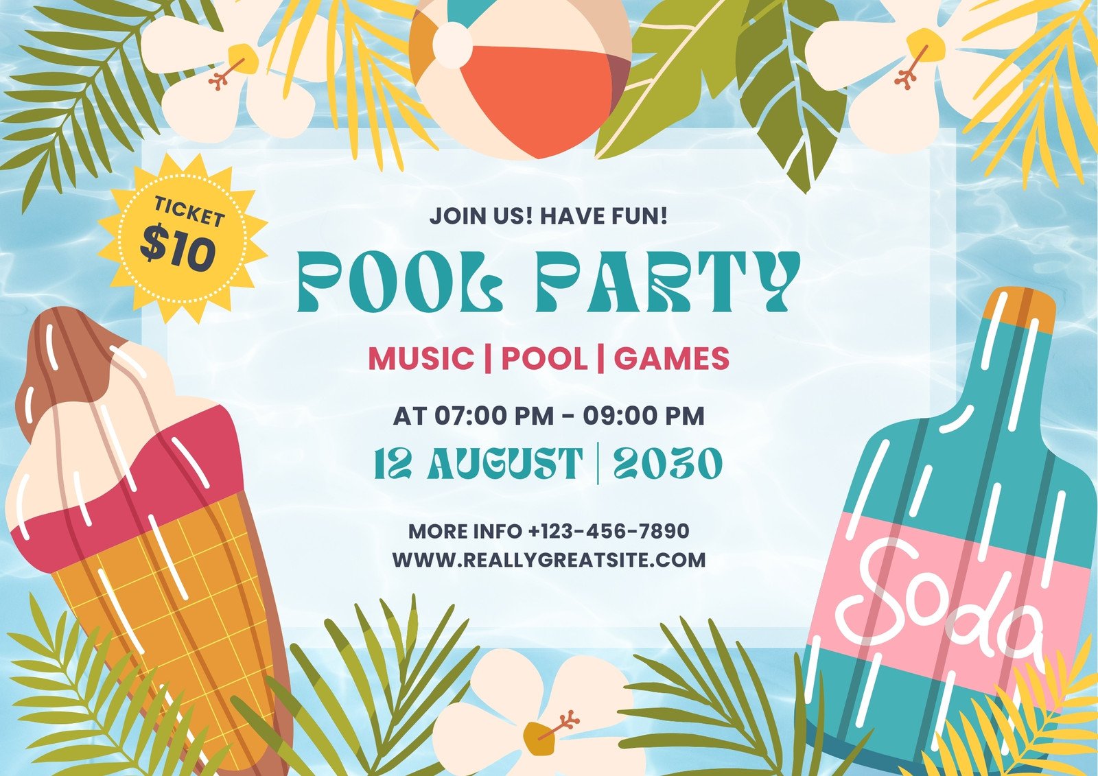 Free printable pool party poster templates