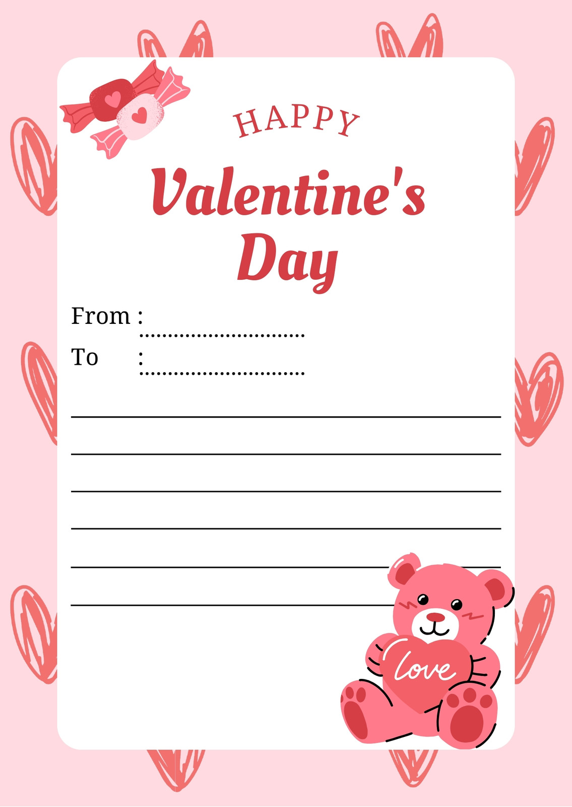 Free custom printable Valentine's Day card templates