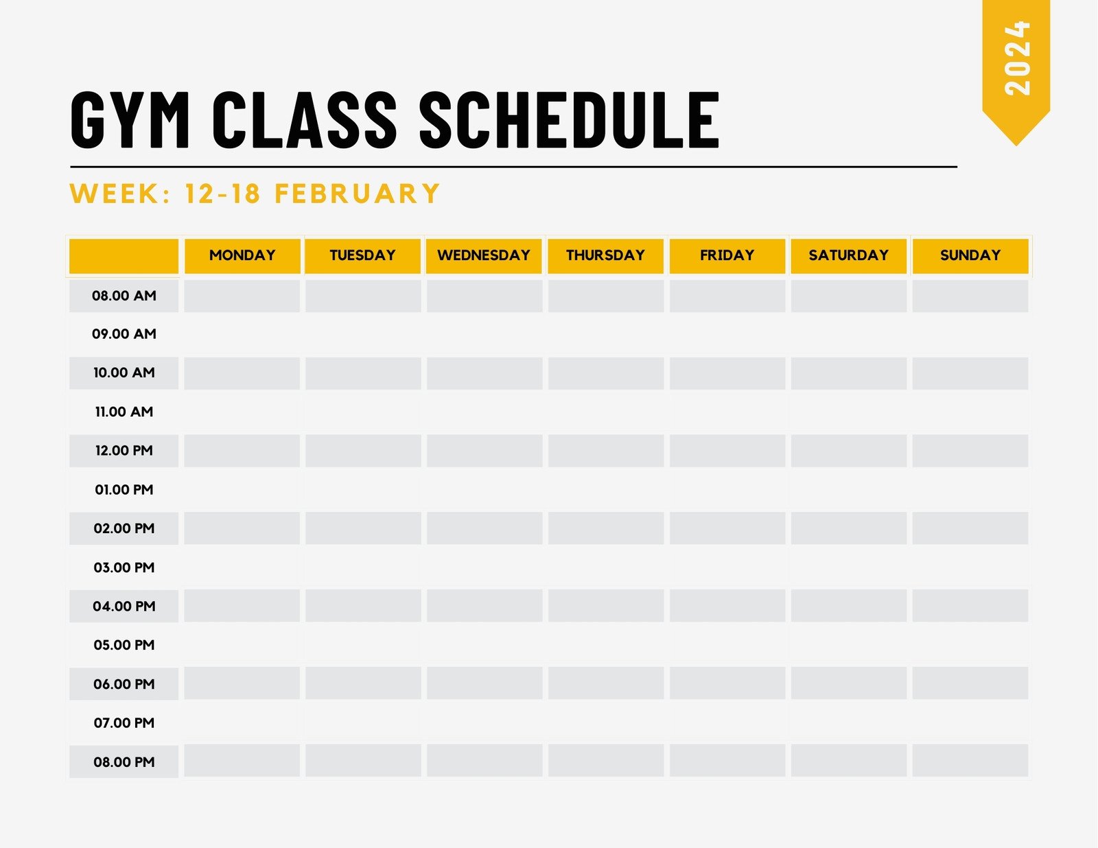 White And Orange Minimalistic Gym Class Schedule