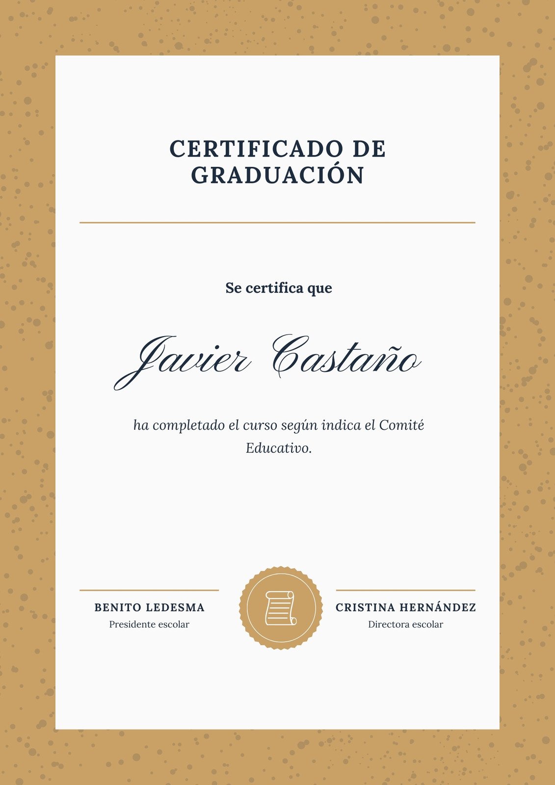 Certificado Beige y Blanco Vintage Diploma de Escuela Secundaria 