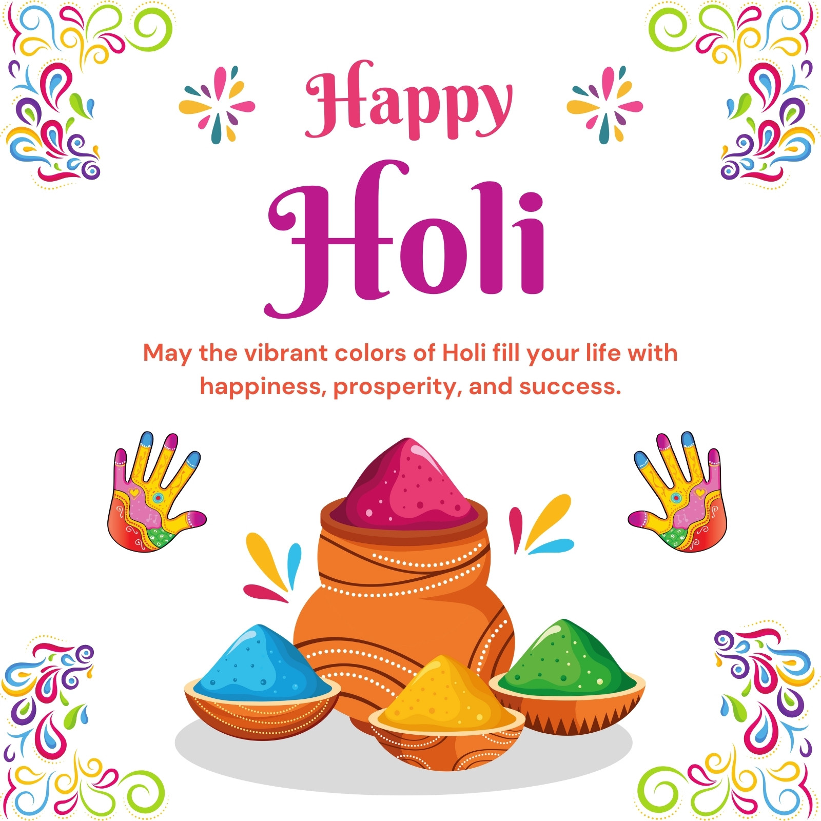 Buy Pink,Yellow & Orange Diya & Herbal Gulaal Holi Gift Box (300gms) Online  in India - Mypoojabox.in