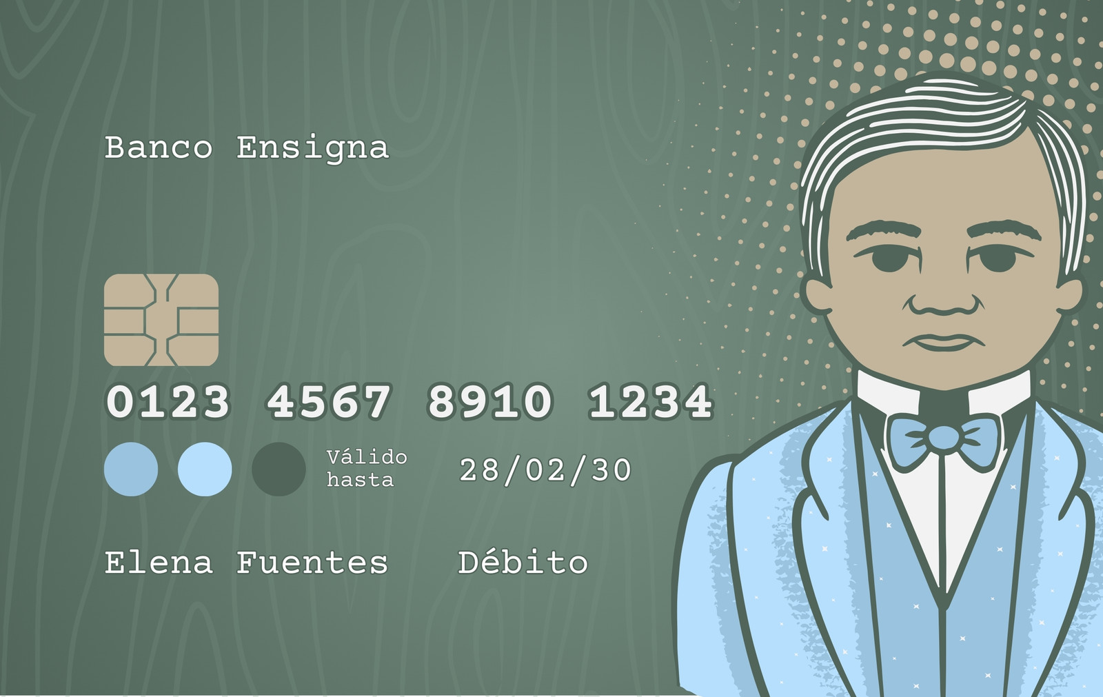 Tarjeta de débito Natalicio de Benito Juárez México Azul y verde