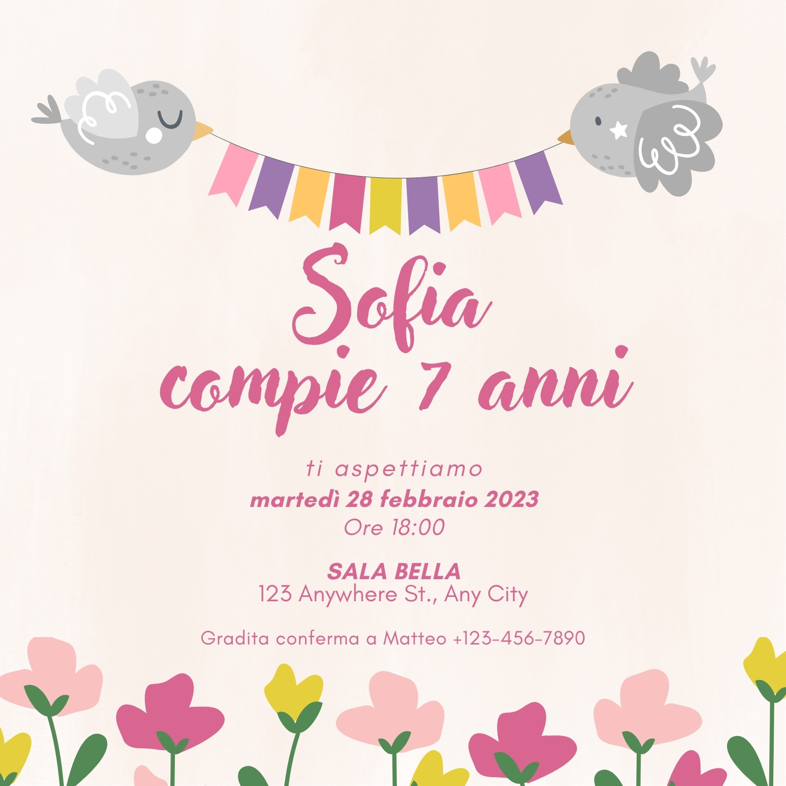 Segnagusto confetti e dolci festa di compleanno tema viola Modello cod –  Inviti Design