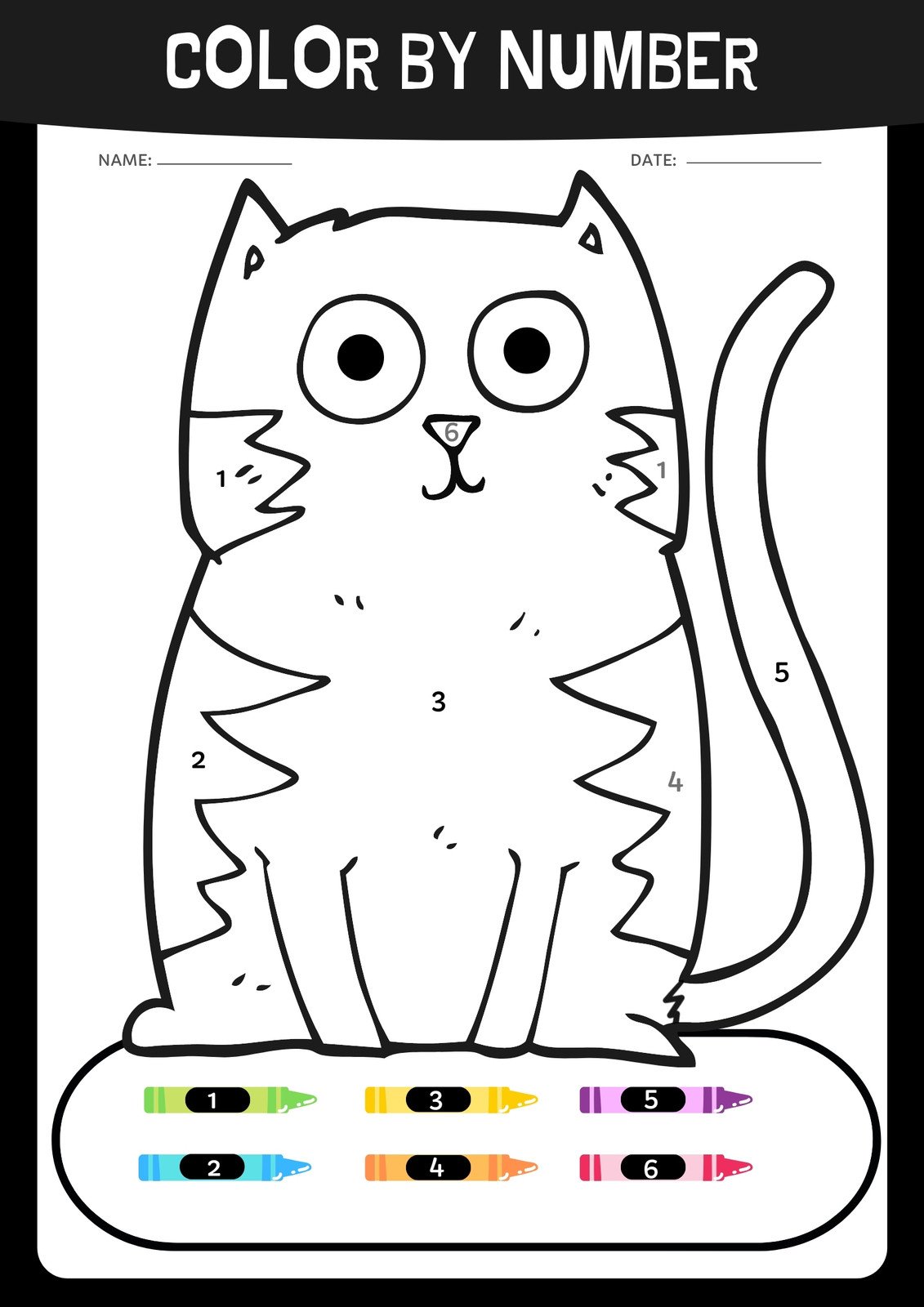 Color By Number Cat Coloring Pages