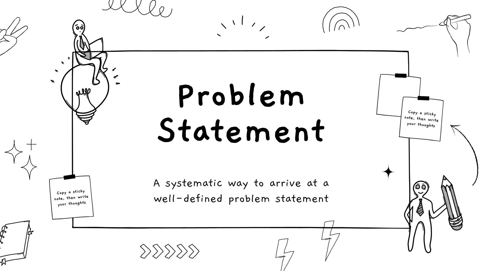 Black White Problem Statement Brainstorm Presentation 