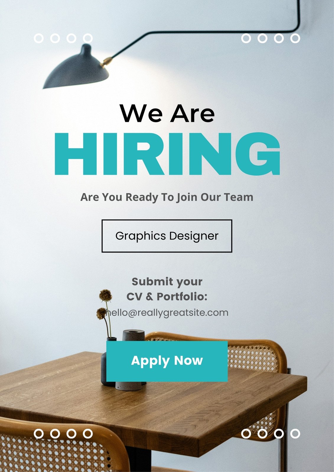 Teal Minimalist We Are Hiring Poster