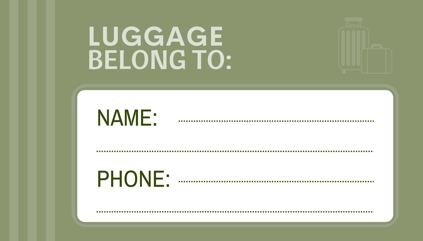 Free printable, customizable luggage tag templates