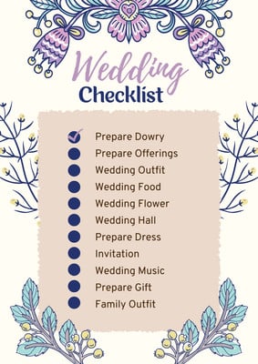 Free wedding checklist templates to edit and print | Canva