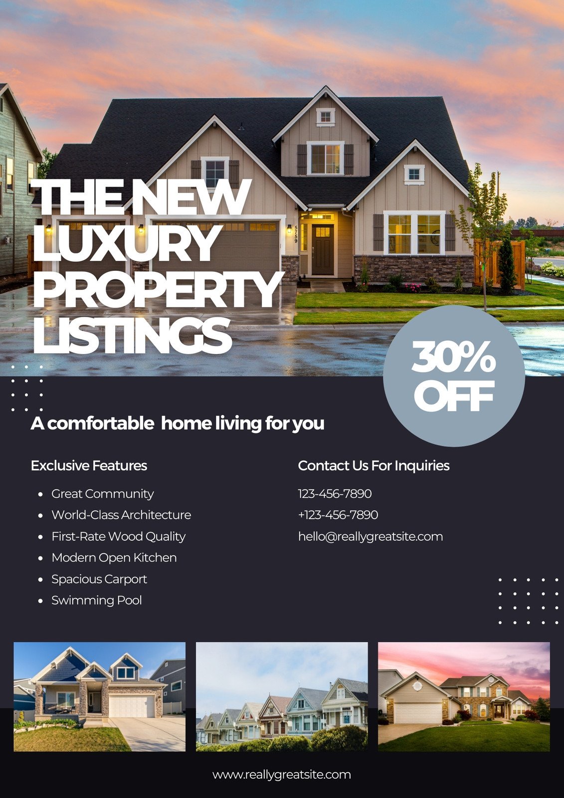 Navy And White Modern New Luxury Property Sale Flyer