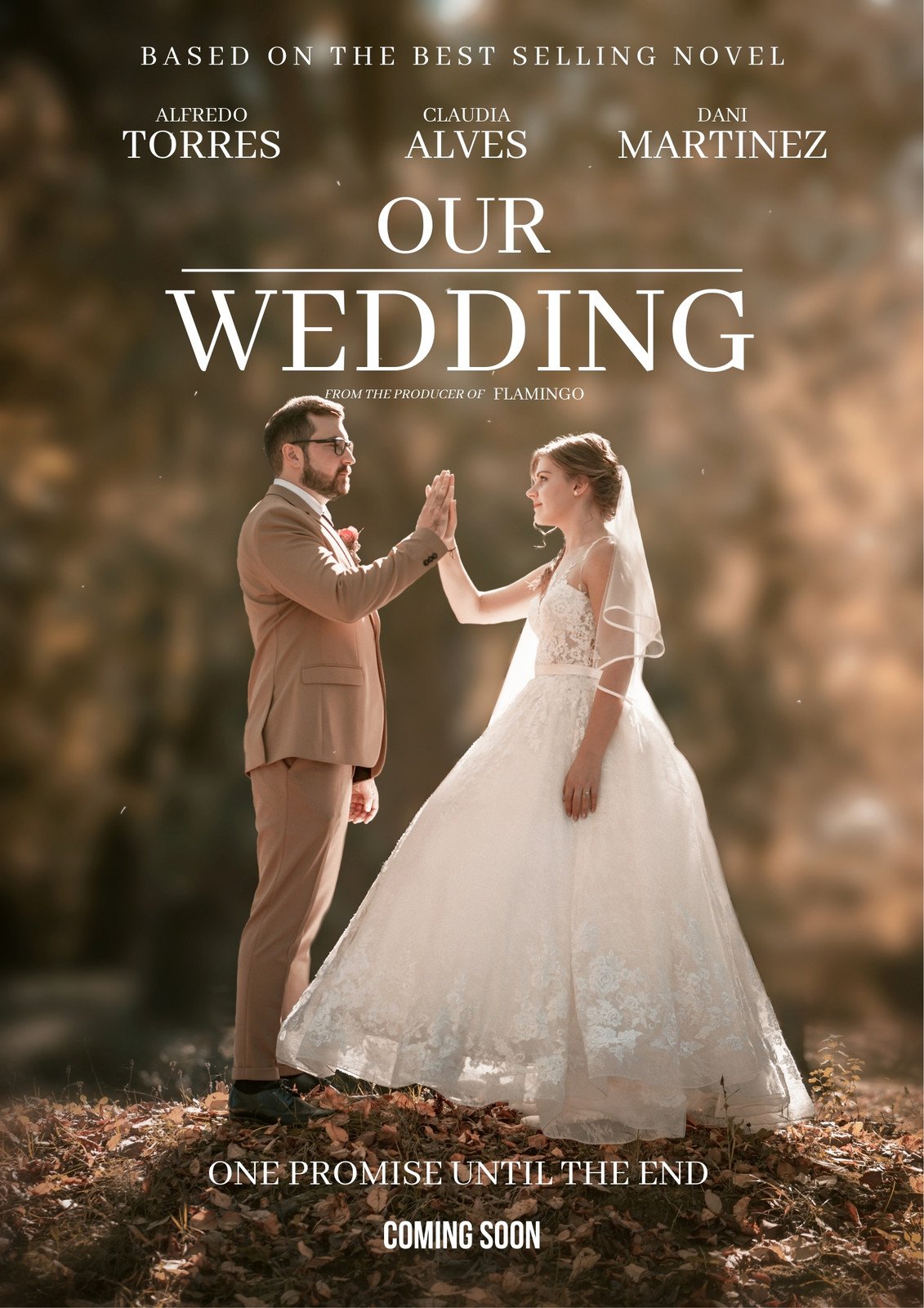 Brown White Simple Romantic Wedding Documentary Movie Poster