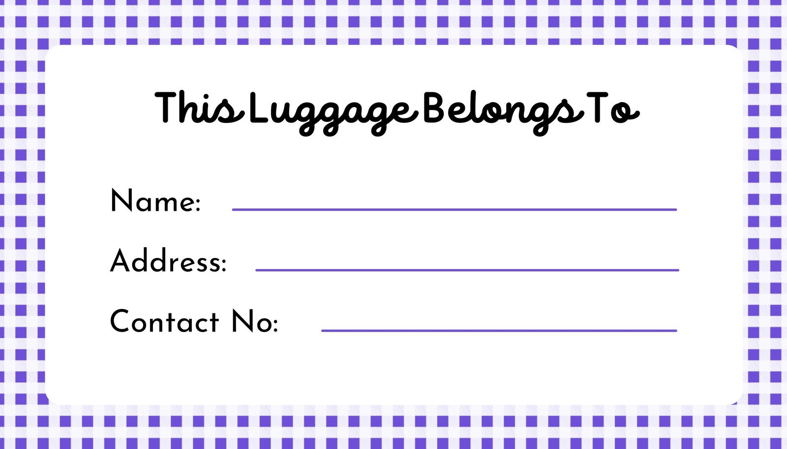 Personalized Luggage Tag Template