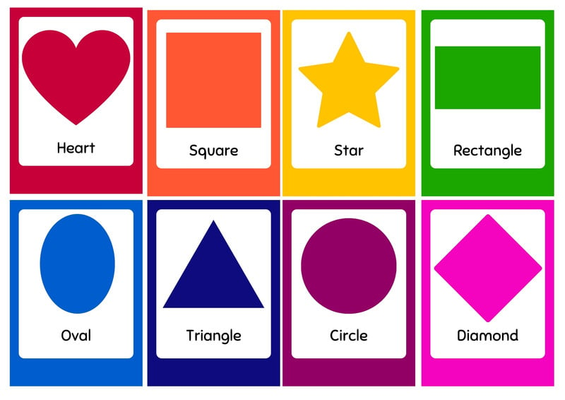 2D Flashcards - Pictures of Shapes for Toddlers & Children