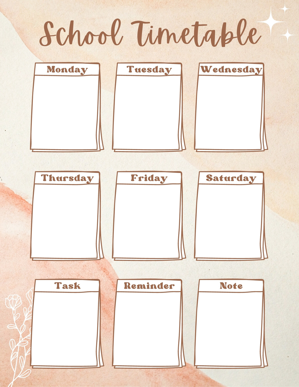 Beige Pastel Aesthetic School Timetable Weekly Planner