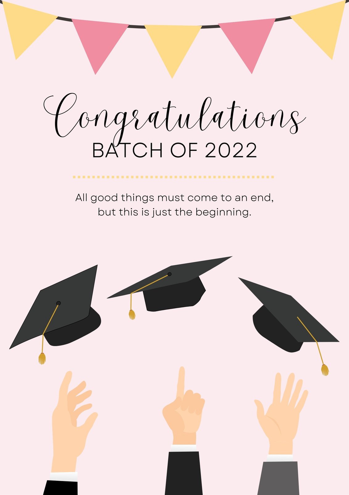 Pastel Pink and Yellow Congratulatory Poster