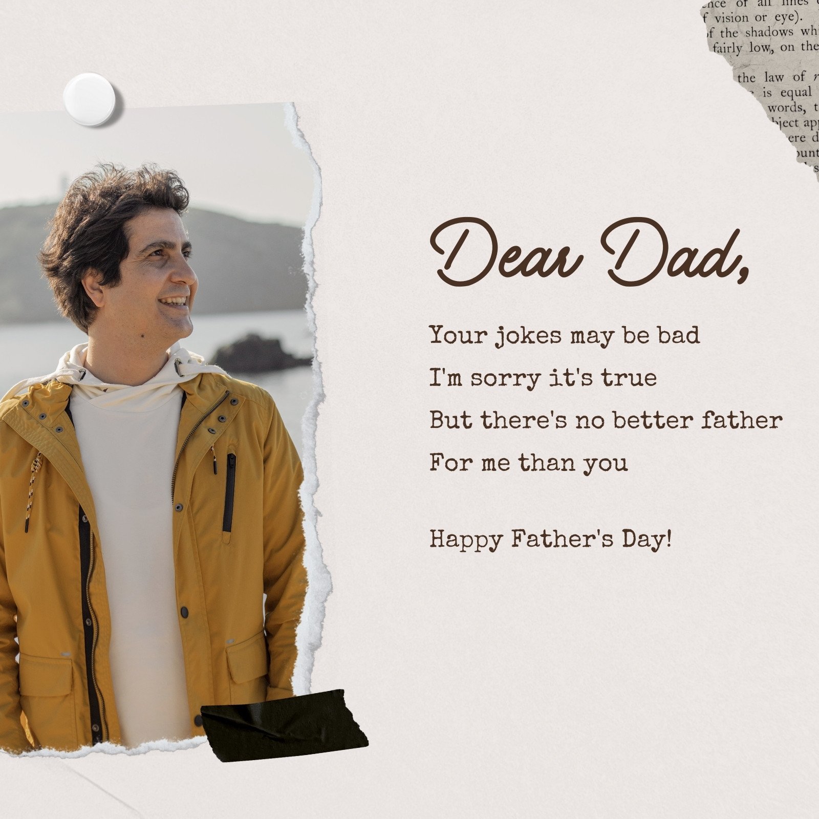 Paper Collage Funny Dear Dad Father's Day Poem Instagram Post