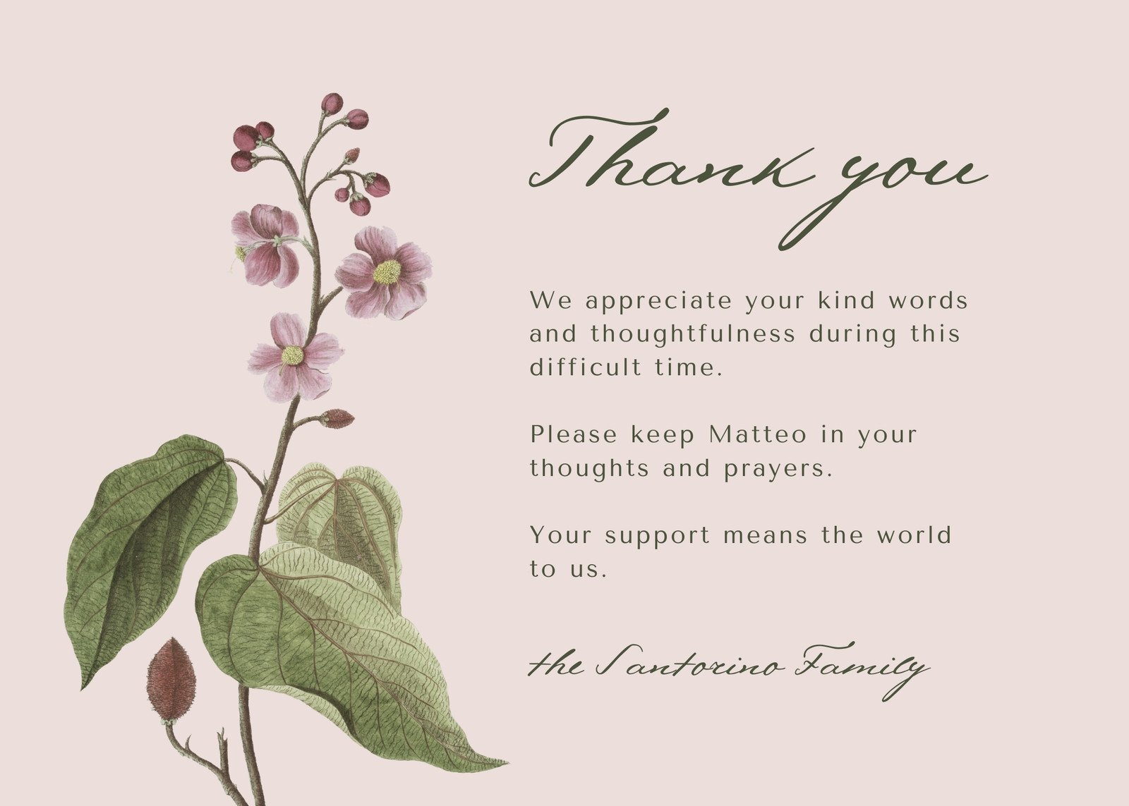 Free, printable funeral thank you card templates to customize | Canva