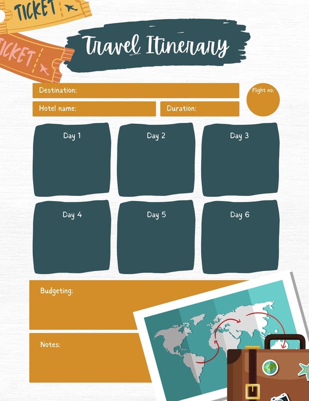 Page 4 Free And Customizable Itinerary Planner Templates Canva