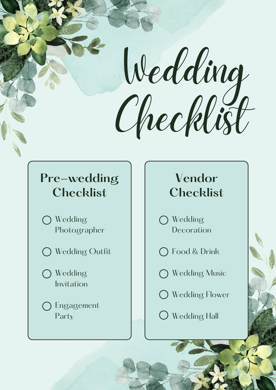 Customize 32+ Wedding Checklist Templates Online - Canva