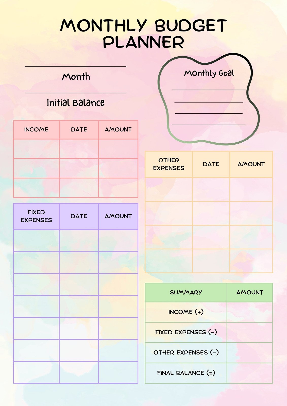 budget planner and monthly calendar