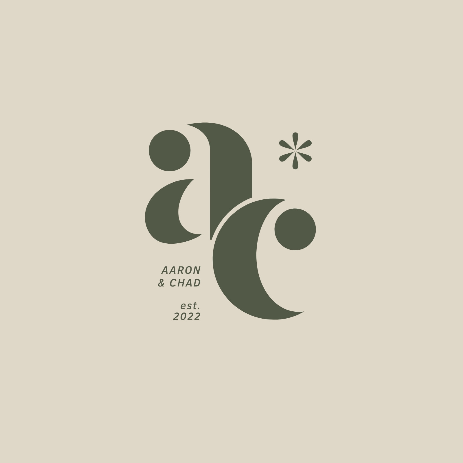 Khaki & Beige Simple Aesthetic Initials Monogram Logo