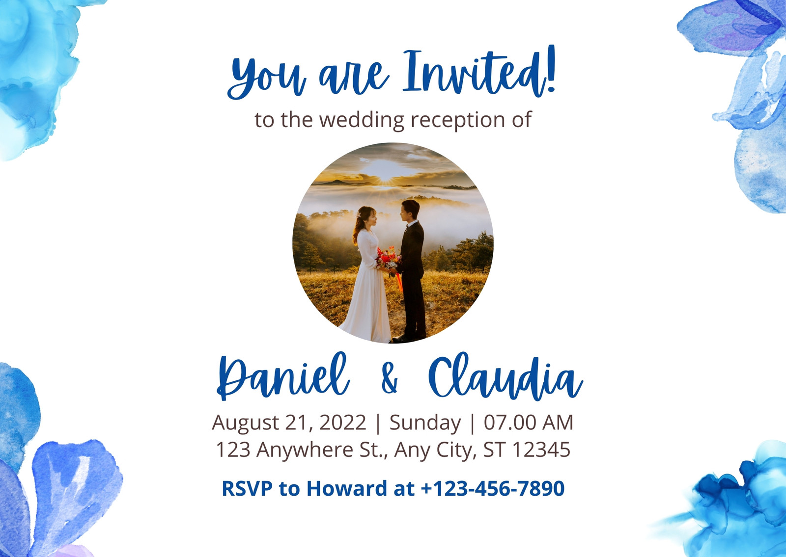 Free custom printable wedding reception card templates | Canva