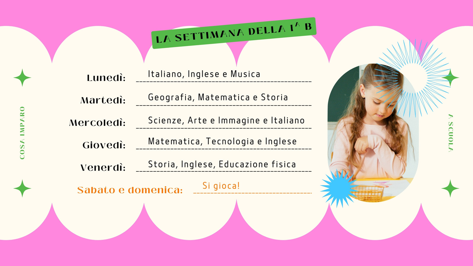 Modello di calendario settimanale per il ritorno a scuola in rosa baby,  moderno ed estetico - Venngage